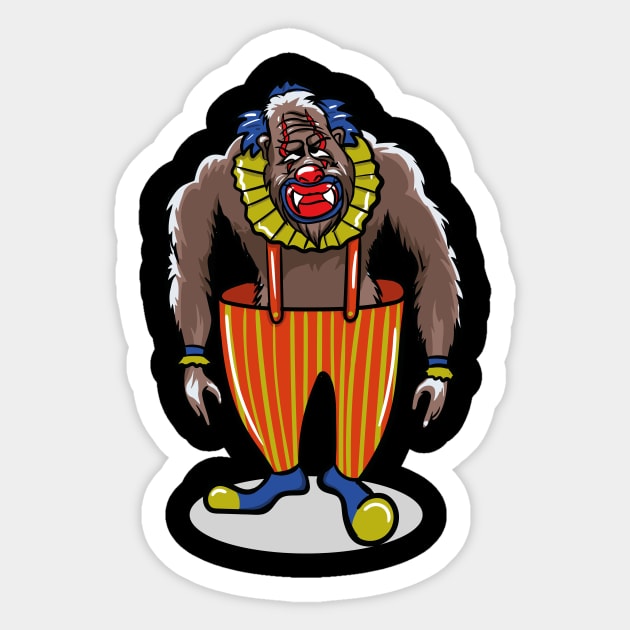 Funny Bigfoot Sasquatch Clown Sticker by LetsBeginDesigns